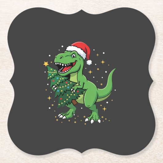 Weihnachtsdinosaurier Santa T Rex Untersetzer (Vorderseite)