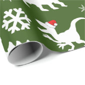 Weihnachtsdinosaurier & Schneeflocken Geschenkpapier (Rolleneckpunkt)