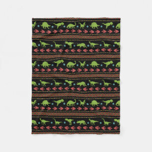 Weihnachtsdinosaurier-Strick gestickte angemessene Fleecedecke