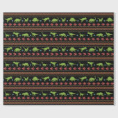 Weihnachtsdinosaurier-Strick gestickte angemessene Geschenkpapier (Flach)