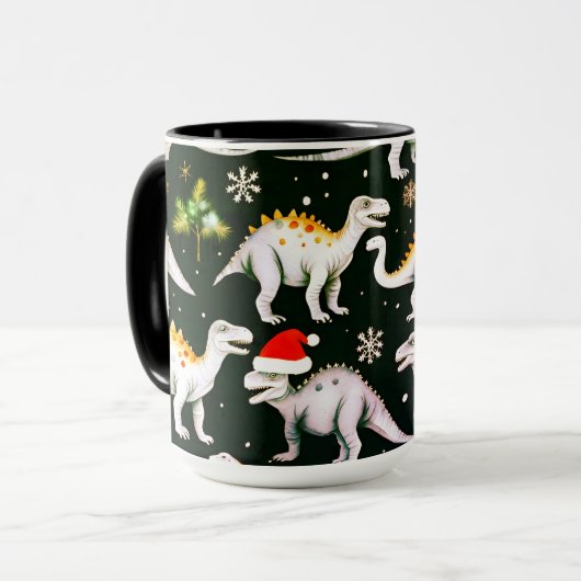 Weihnachtsdinosaurier Tasse (Vorderseite Links)