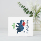 Weihnachtsdinosaurier - Triceratops Postkarte (Stehend Vorderseite)