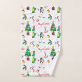 Weihnachtsdinosaurier und Schneemann Badhandtuch Set (Handtuch)