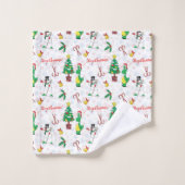 Weihnachtsdinosaurier und Schneemann Badhandtuch Set (Waschlappen)