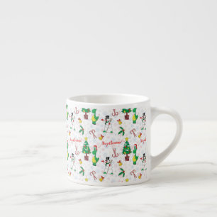 Weihnachtsdinosaurier und Schneemann Espressotasse