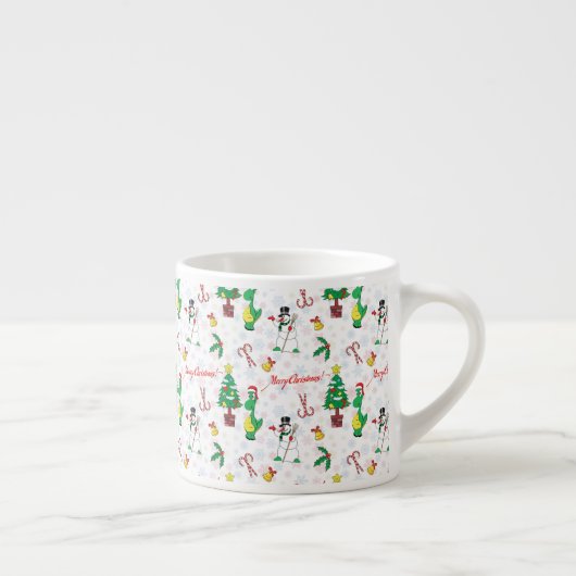 Weihnachtsdinosaurier und Schneemann Espressotasse (Rechts)