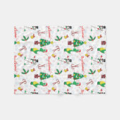 Weihnachtsdinosaurier und Schneemann Fleecedecke (Vorderseite (Horizontal))