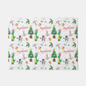 Weihnachtsdinosaurier und Schneemann Fußmatte (Vorderseite)