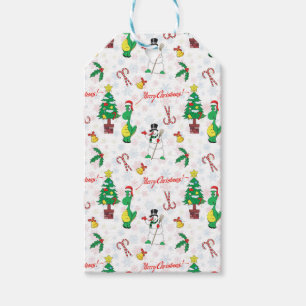 Weihnachtsdinosaurier und -Schneemann Geschenkanhänger