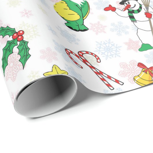 Weihnachtsdinosaurier und Schneemann Geschenkpapier (Rolleneckpunkt)
