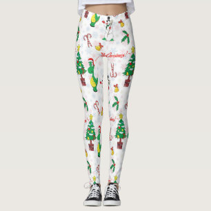 Weihnachtsdinosaurier und Schneemann Leggings