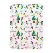 Weihnachtsdinosaurier und Schneemann Magnet (Vertikal)