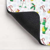 Weihnachtsdinosaurier und Schneemann Mousepad (Ecke)