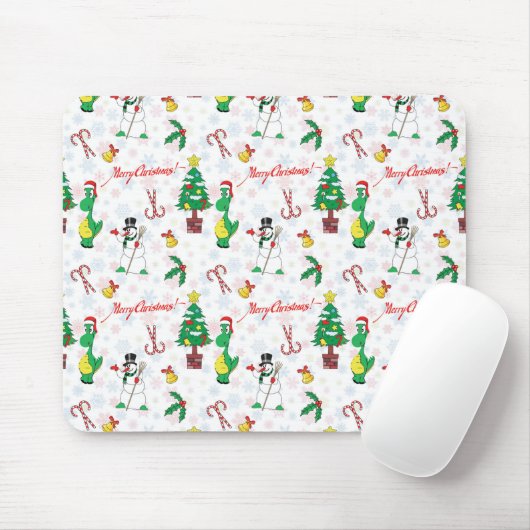Weihnachtsdinosaurier und Schneemann Mousepad (Mit Mouse)