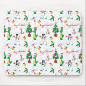 Weihnachtsdinosaurier und Schneemann Mousepad (Vorne)