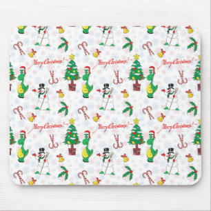 Weihnachtsdinosaurier und Schneemann Mousepad