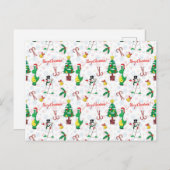 Weihnachtsdinosaurier und Schneemann Postkarte (Vorne/Hinten)