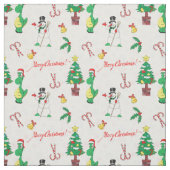 Weihnachtsdinosaurier und Schneemann Stoff (Muster)