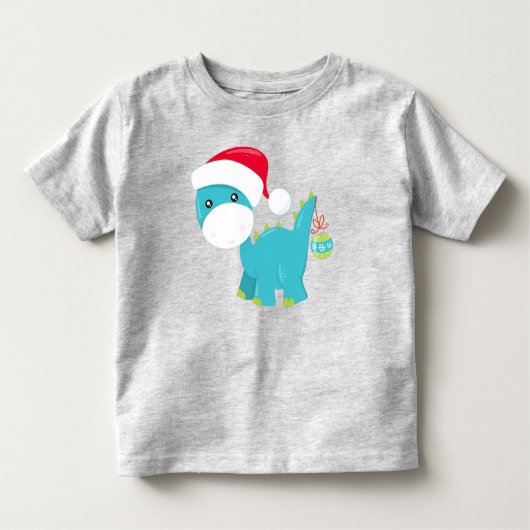 Weihnachtsdinosaurier, Weihnachtsmannmütze, Dino, Kleinkind T-shirt (Vorderseite)