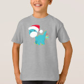 Weihnachtsdinosaurier, Weihnachtsmannmütze, Dino, T-Shirt (Vorderseite)