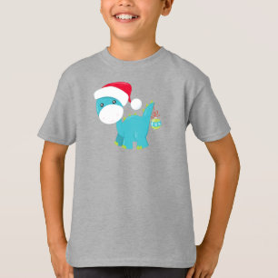 Weihnachtsdinosaurier, Weihnachtsmannmütze, Dino, T-Shirt