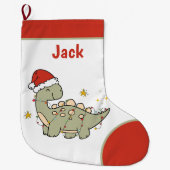 Weihnachtsdinosaurier Weihnachtsmannmütze Name Kin Großer Weihnachtsstrumpf (Vorderseite)