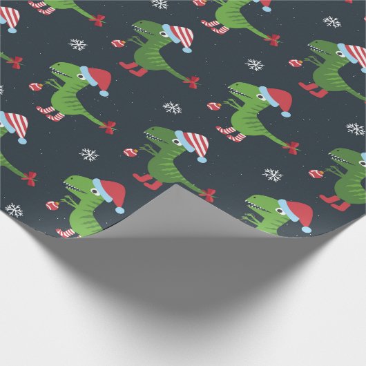 Weihnachtsdinosaurier Wrapping Paper Geschenkpapier (Ecke)