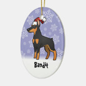 WeihnachtsdobermannPinscher (spitze Ohren) Keramikornament (Links)