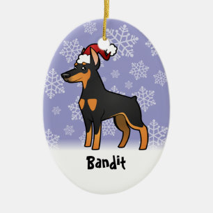 WeihnachtsdobermannPinscher (spitze Ohren) Keramikornament