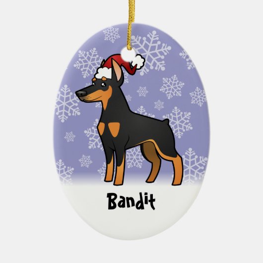 WeihnachtsdobermannPinscher (spitze Ohren) Keramikornament (Vorne)