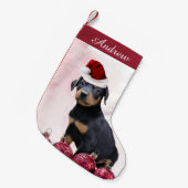 Weihnachtsdobermannpinscher-Welpen-Strumpf Kleiner Weihnachtsstrumpf (Vorderansicht (hängend))