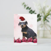 Weihnachtsdobermannwelpe Feiertagspostkarte (Stehend Vorderseite)