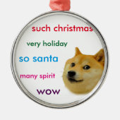 WeihnachtsDoge Silbernes Ornament (Vorne)