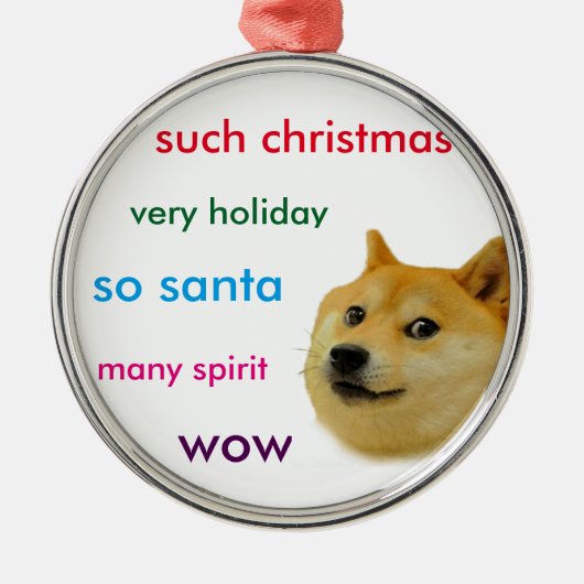 WeihnachtsDoge Silbernes Ornament (Vorne)