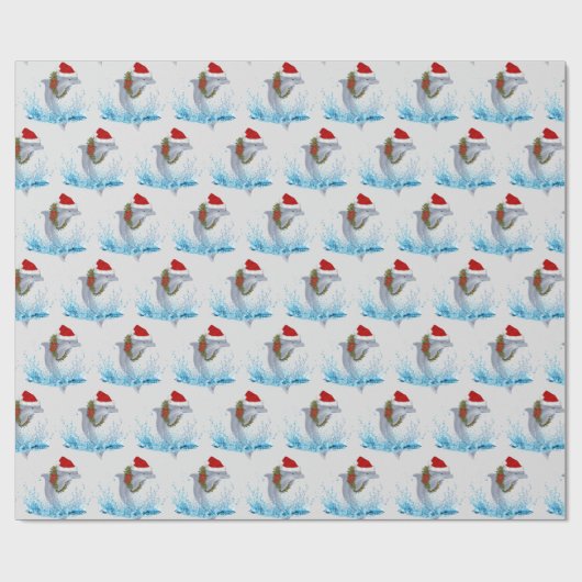 Weihnachtsdolphin mit Kranz Geschenkpapier (Flach)