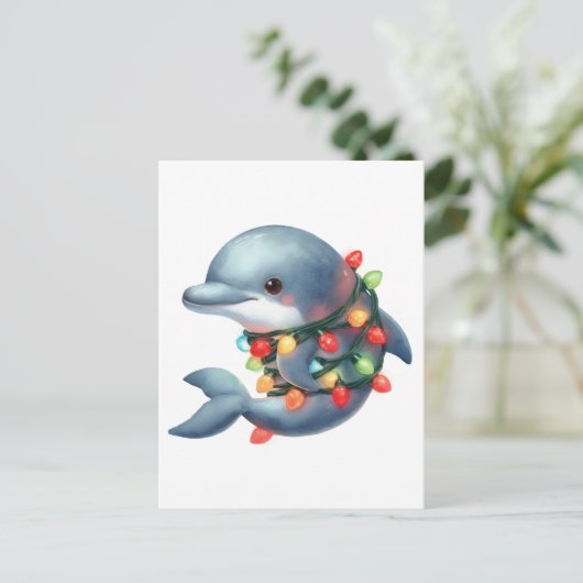 Weihnachtsdolphin Postkarte (Stehend Vorderseite)
