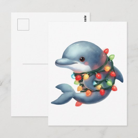 Weihnachtsdolphin Postkarte (Vorne/Hinten)