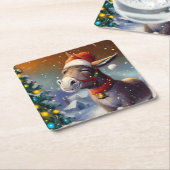 WeihnachtsDonkey 1 Rechteckiger Pappuntersetzer (angewinkelt)