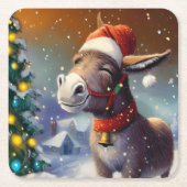 WeihnachtsDonkey 1 Rechteckiger Pappuntersetzer (Vorderseite)