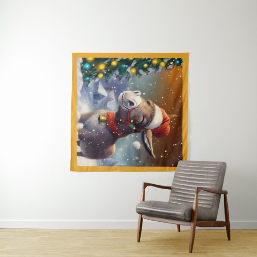 WeihnachtsDonkey 1 Wandteppich (Beispiel (Horizontal))