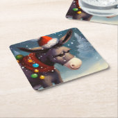 WeihnachtsDonkey 2 Rechteckiger Pappuntersetzer (angewinkelt)