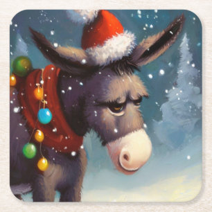 WeihnachtsDonkey 2 Rechteckiger Pappuntersetzer