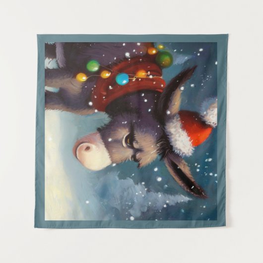 WeihnachtsDonkey 2 Wandteppich (Vorderseite (Horizontal))