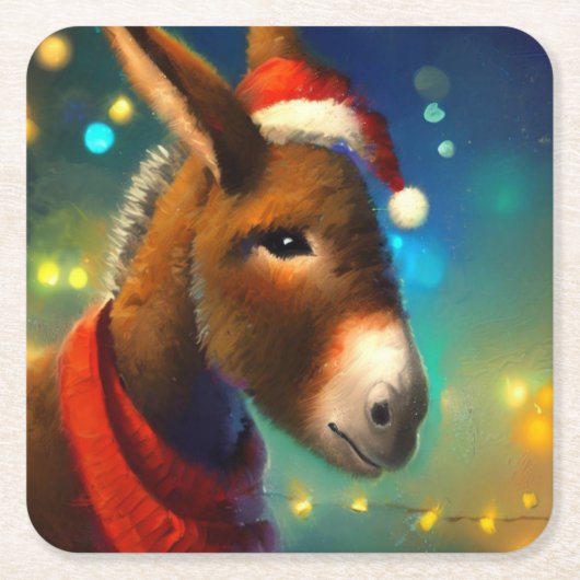 WeihnachtsDonkey 3 Rechteckiger Pappuntersetzer (Vorderseite)