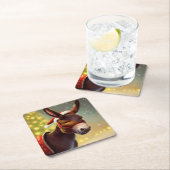 WeihnachtsDonkey 4 Rechteckiger Pappuntersetzer (Vor Ort)