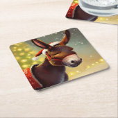 WeihnachtsDonkey 4 Rechteckiger Pappuntersetzer (angewinkelt)