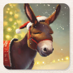 WeihnachtsDonkey 4 Rechteckiger Pappuntersetzer