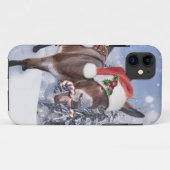 Weihnachtsdonkey mit lustigem rotem Hut Case-Mate iPhone Hülle (Rückseite (Horizontal))