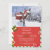 Weihnachtsdonkey mit lustigem rotem Hut Einladung (Vorderseite)