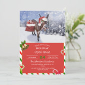 Weihnachtsdonkey mit lustigem rotem Hut Einladung (Stehend Vorderseite)